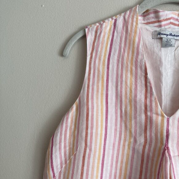 Tommy Bahama Linen Dress Sleeveless V-Neck Pink Dress Size Small Preppy Boat - Picture 3 of 10